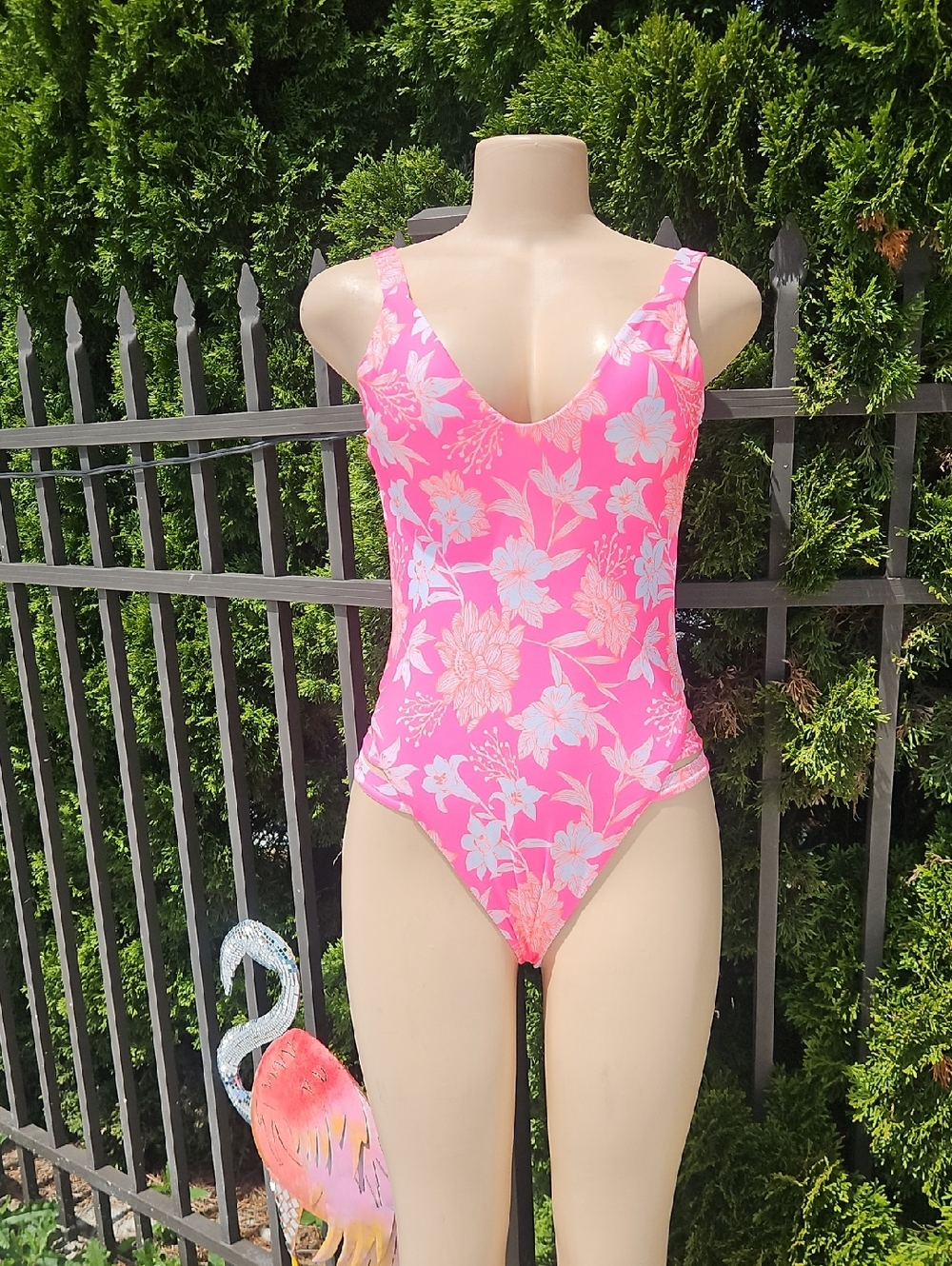 BECCA Bright Pink Floral Girls' One-Piece Swimsuit